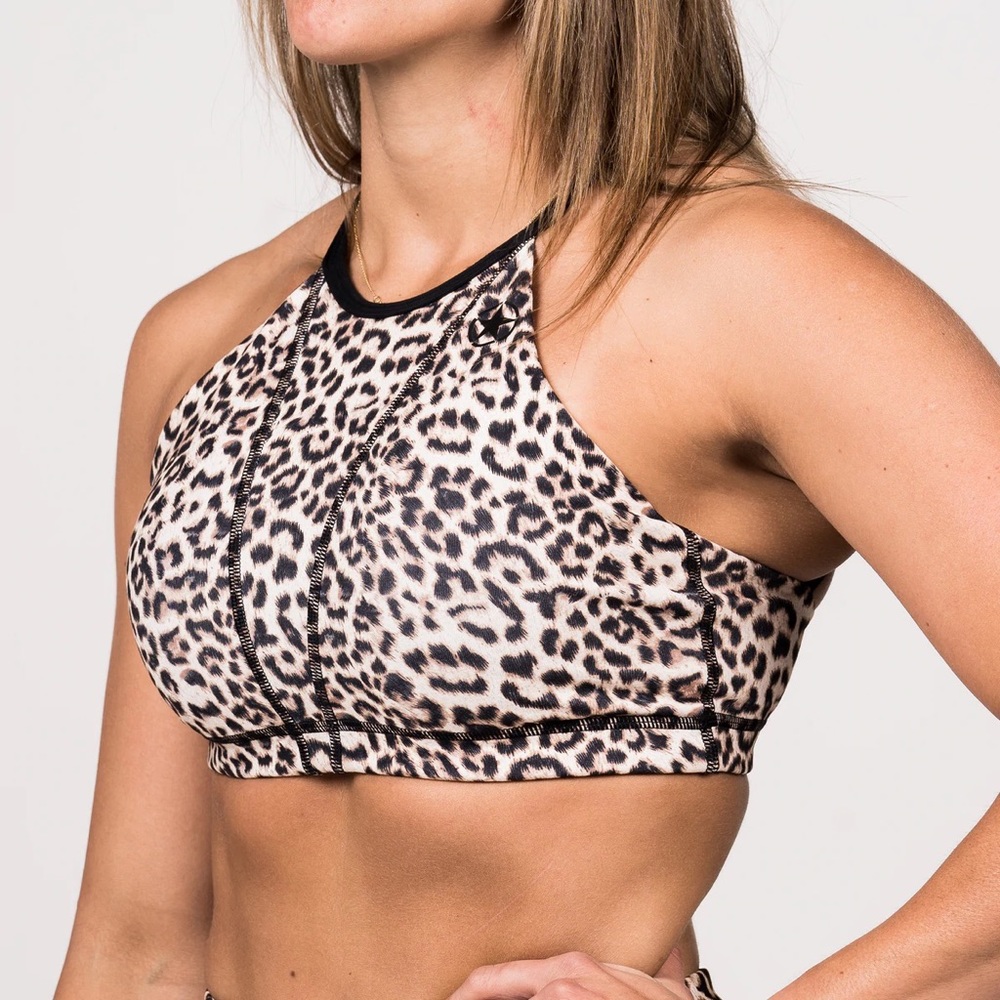 Savage Barbell Leopard Halter Crop